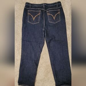 Lane Bryant Venezia Dark Blue Jeans with Tan Stitching
